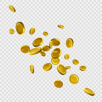 Explosion of realistic gold coin. Falling or flying cartoon money. Jackpot or casino poker win element. Cash treasure concept. Vector