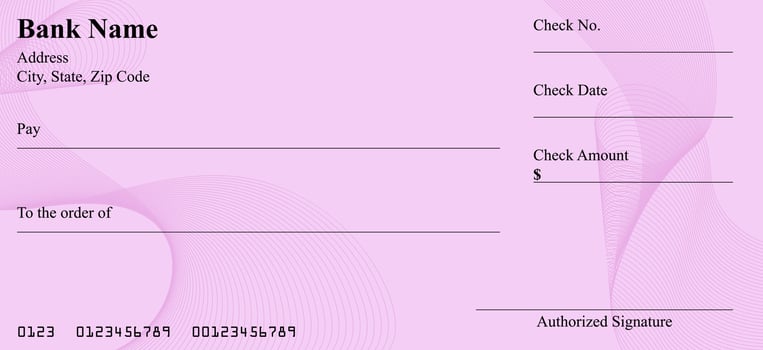 Vector of Blank Bank or Personal Check. Payment, Money, Cash, Currency, Cheque, Banknote