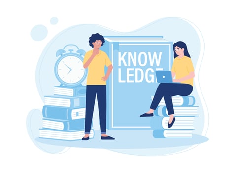 two women are studying online concept flat illustration vector