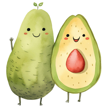AI generated Cute Avocado Couple Watercolor Clipart for Romantic Designs png