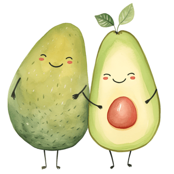 AI generated Cute Avocado Couple Watercolor Clipart for Romantic Designs png
