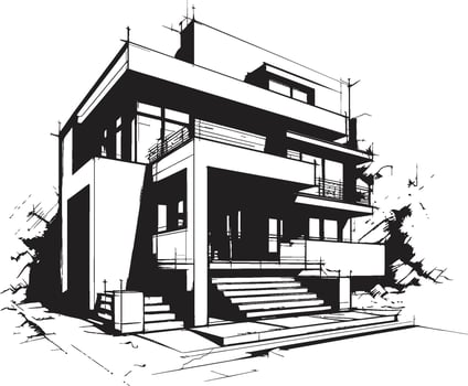 Tri Skyscraper Living Emblematic Vector of Urban Elegance Trifecta Cityscape Villa Icon of Tri Level Urban Luxury