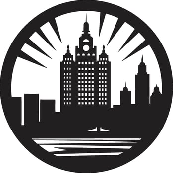 Cityscape Multifloor Silhouette Urban Building Design in Vector Logo Downtown Tower Impression Multifloor Vector Logo Icon