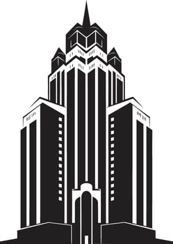 Downtown Tower Blueprint Multifloor Cityscape Vector Icon City Vista Tower Impression Multifloor Building in Vector Icon Design