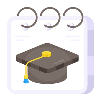 Calendar and mortarboard, icon of study schedule vector