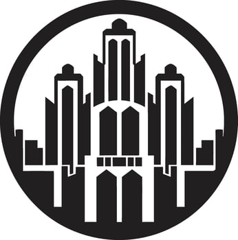 Cityline Skyscraper Impression Multifloor Building in Vector Logo Skyline Multifloor Emblem Cityscape Vector Logo Icon