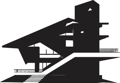 Iconic Minimalism Bold House Sketch in Vector Icon Design Innovative Home Blueprint Conceptual House Sketch Emblem