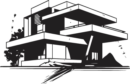 Creative Home Concept House Idea Vector Logo Futuristic Habitat Mark Architecture Design Vector Emblem