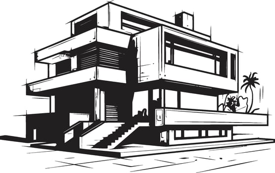 Skyward Abode Mark Multi Floor House Design in Vector High Rise Living Icon Multi Floor House Idea Vector Logo