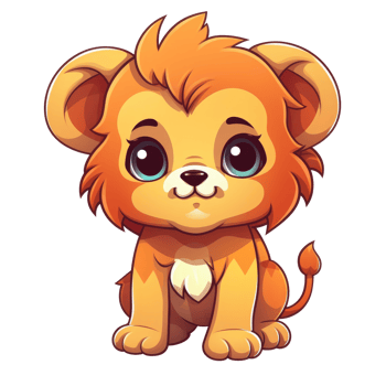 AI generated cute chibi lion. cartoon lion character. png