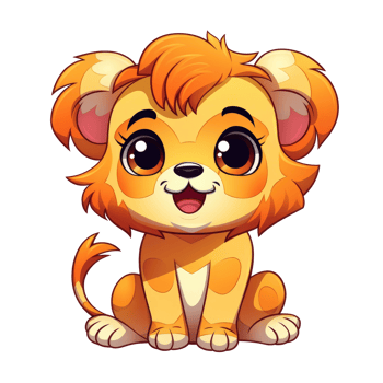 AI generated cute chibi lion. cartoon lion character. png