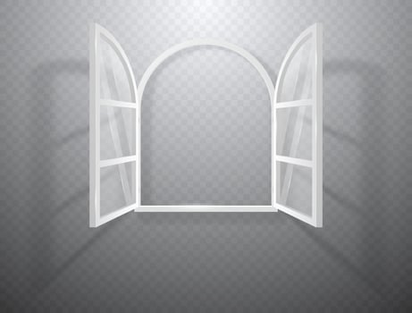 Open white realistic window. Vector illustration.