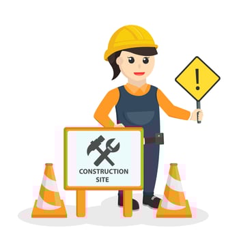 woman construction worker Be Careful vector