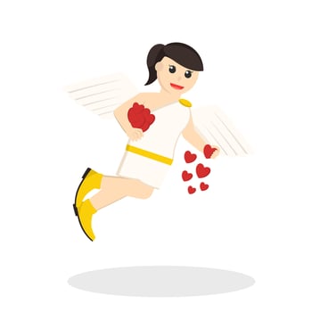 Cupid woman Spearding Love design character on white background vector