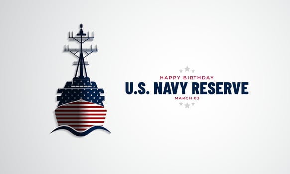 Happy Birthday US Navy Reserve March 03 Background Vector Illustration