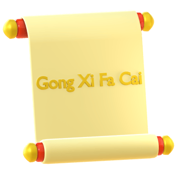 3D render of a Chinese paper scroll icon png