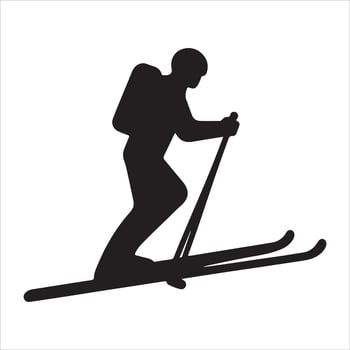 A Skier vector silhouette black color