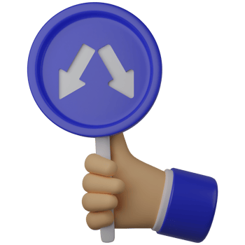 3d illustration cute hand holding arrow traffic sign png