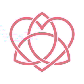 Love forever crossed ribbon. Celtic knot, pink symbol. Heart and sacred triangle. Vector illustartion