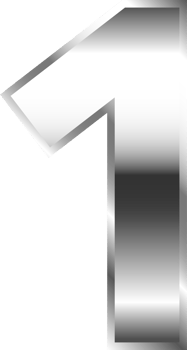 Silver Metal Number  1 png