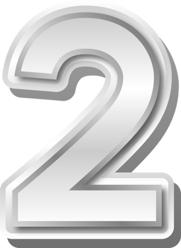 Silver Metal Number  2 png