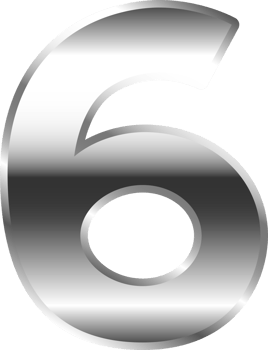 Silver Metal Number  6 png