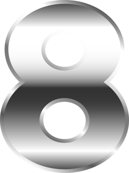 Silver Metal Number  8 png