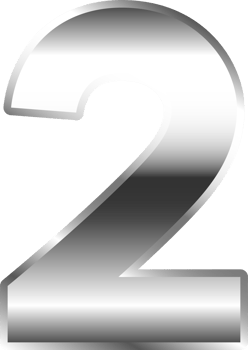 Silver Metal Number  2 png