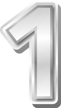 Silver Metal Number  1 png
