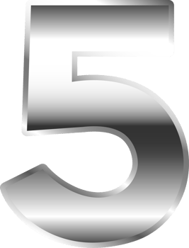 Silver Metal Number  5 png