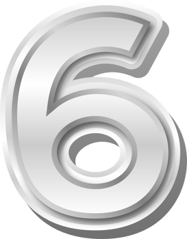 Silver Metal Number  6 png