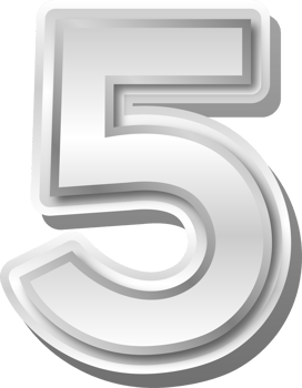 Silver Metal Number  5 png