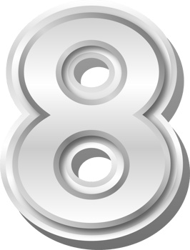 Silver Metal Number  8 png
