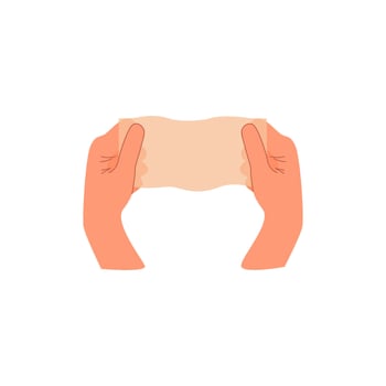 Set of kneading dough hands. Homemade bakery. Making sourdough bread. Instruction for baking recipe. Flat vector cartoon illustration isolated on white background for cookbook or cooking blog.
