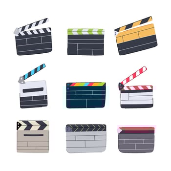clapperboard set cartoon vector illustration