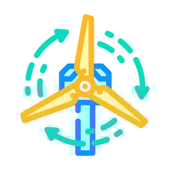 blades rotation wind turbine color icon vector illustration