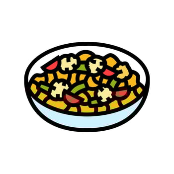 sweet and sour pork chinese cuisine color icon vector illustration