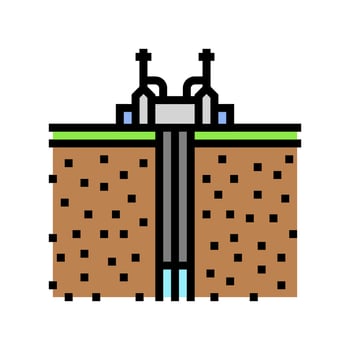 well geothermal energy color icon vector illustration