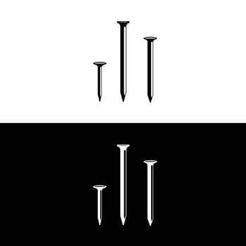 Nails silhouette vector. Work tool icon for web, tag, label, mechanical shop, garage, repair shop, workshop. Symbol for mechanical engineering, carpentry, mechanic, engineer, carpenter vector