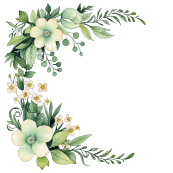 AI generated Green floral watercolor illustration for wedding invitation. Botanical frame png
