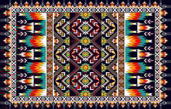 Carpet ethnic ikat pattern art. Geometric ethnic ikat seamless pattern in tribal.  Mexican style. Design for background, wallpaper, illustration, vector