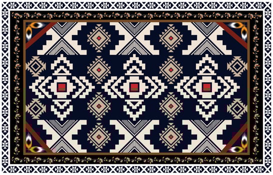 Carpet ethnic ikat pattern art. Geometric ethnic ikat seamless pattern in tribal.  Mexican style. Design for background, wallpaper, illustration, vector