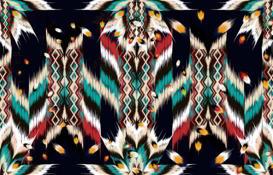 Ikat geometric folklore ornament with diamonds. Tribal ethnic  vector texture. Seamless striped pattern in Aztec style. Folk embroidery.