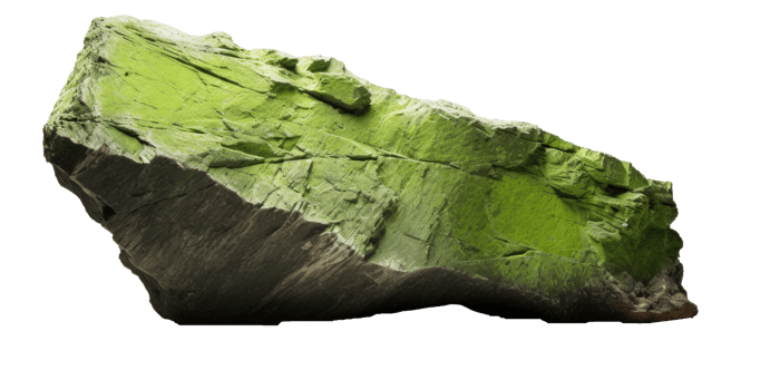 AI generated green heavy rock, png file of isolated cutout object on transparent background