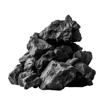 AI generated a pile of black rough stones, png file of isolated cutout object on transparent background