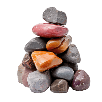AI generated a pile of colorful rough stones, png file of isolated cutout object on transparent background