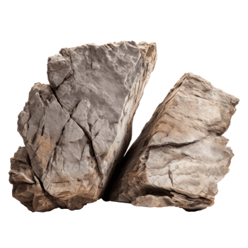 AI generated large split brown rock, png file of isolated cutout object on transparent background