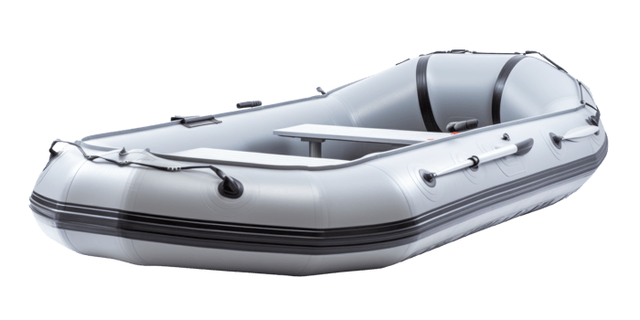 AI generated gray inflatable boat, png file of isolated cutout object on transparent background