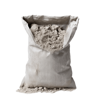 AI generated open bag of cement, png file of isolated cutout object on transparent background