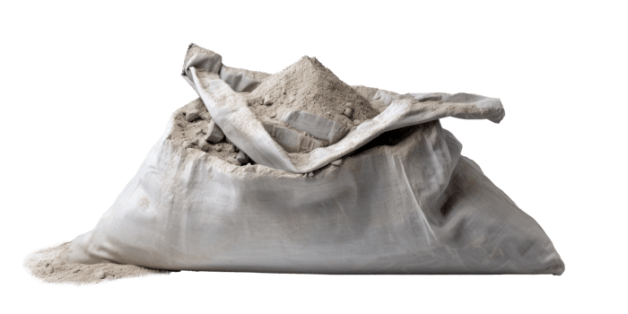 AI generated open bag of cement, png file of isolated cutout object on transparent background